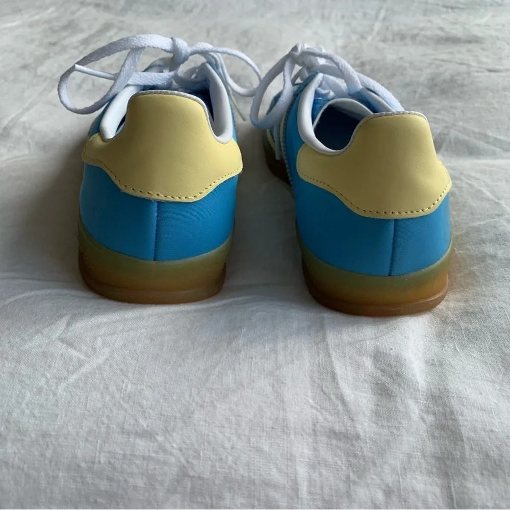 Adidas Originals Gazelle Indoors Leather Suede Sneakers Blue Yellow